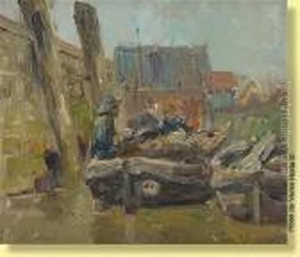 Pecheur Sur Sa Barque Oil Painting by Ferdinand Willaert