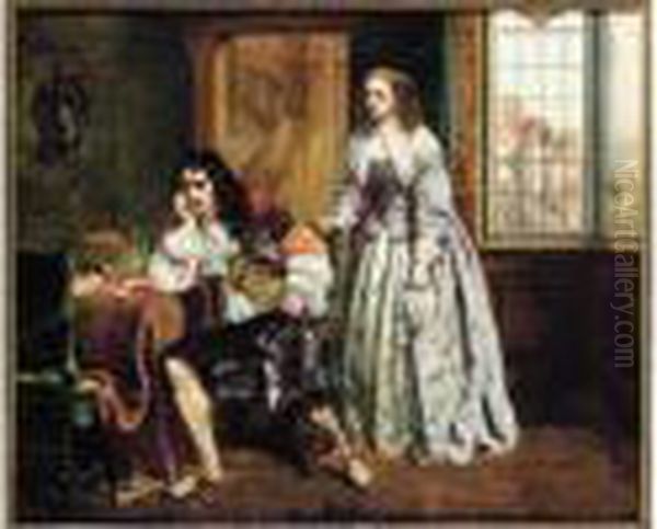 Le
 Joueur, Circa 1880 Oil Painting by Florent Willems