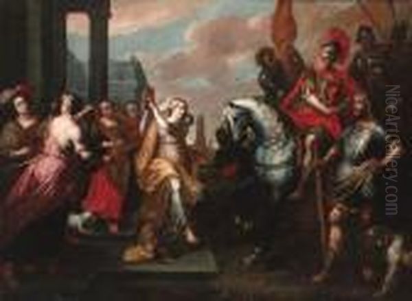 The Meeting Of Jepthah And His Daughters Oil Painting by Abraham Willemsens