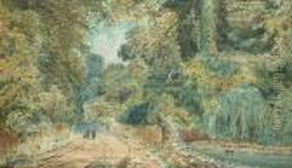 Figures On A Country Path Oil Painting by Arthur Willett