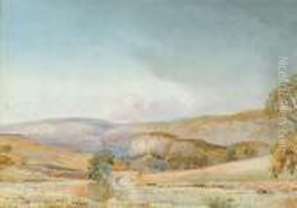 River Landscape Oil Painting by Arthur Willett