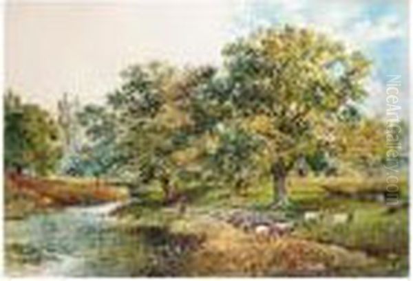 The Shepherd And His Flock Oil Painting by Arthur Willett