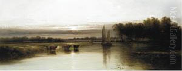 Evening Calm Oil Painting by George Augustus Williams