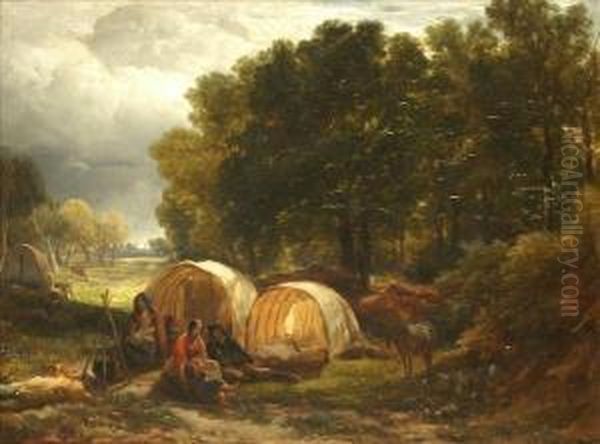 The Gypsy Encampment Oil Painting by Henry Brittan Willis, R.W.S.