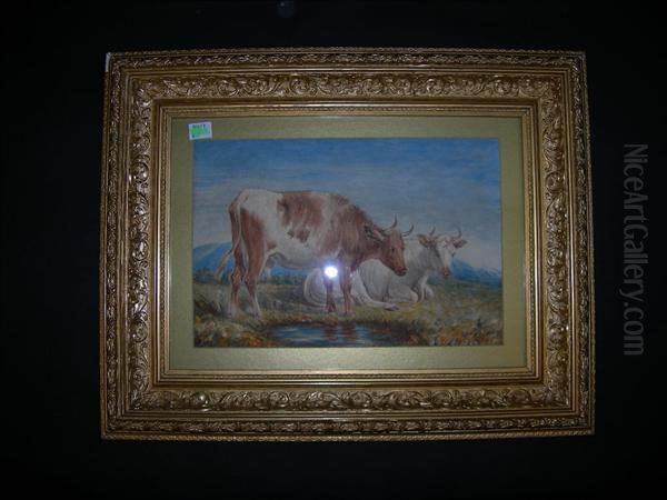 Cattlegrazing Oil Painting by Henry Brittan Willis, R.W.S.