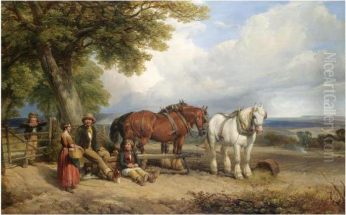 The Ploughman's Team Oil Painting by Henry Brittan Willis, R.W.S.