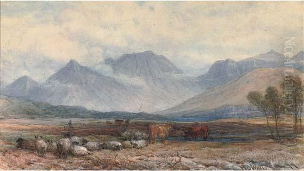A Scene At Ballachullish Oil Painting by Henry Brittan Willis, R.W.S.