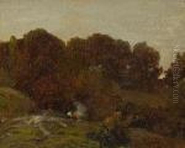 Herbstliche
 Baumlandschaft. Oil Painting by Ludwig Willroider