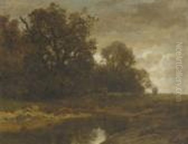 Baumlandschaft Mit
 Bachlauf. Oil Painting by Ludwig Willroider