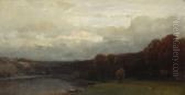 Herbstliche
 Flusslandschaft. Oil Painting by Ludwig Willroider