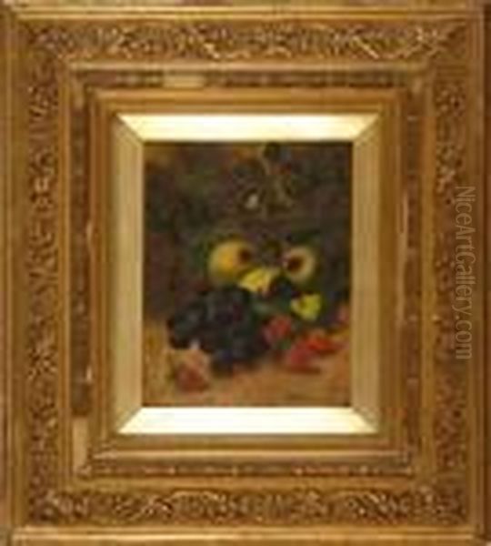 Still Life With Grapes, Apples, 
And Strawberries. Signed Lower Right A.c. Macgregor 1898
