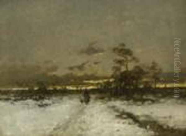 Winterliche
 Moorlandschaft Oil Painting by Anton Windmaier