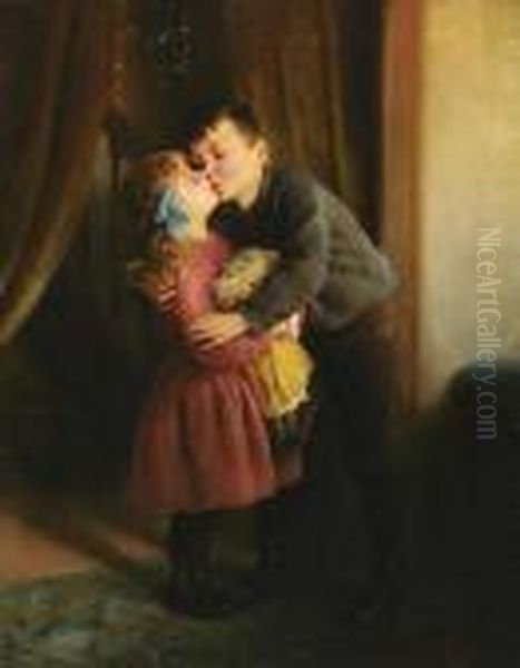 ''under The Mistletoe'' Oil Painting by Karl Witkowski