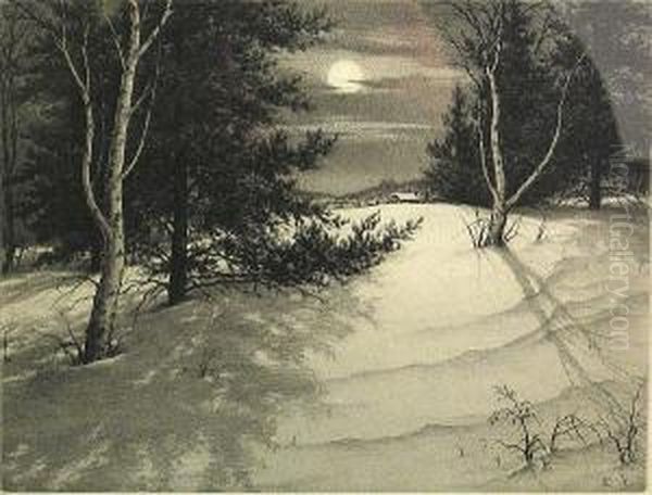 Moon Shadows, C. 1935 Oil Painting by Ronau William Woiceske