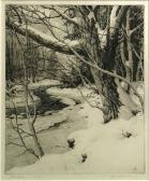 Brookside, C. 1935 Oil Painting by Ronau William Woiceske