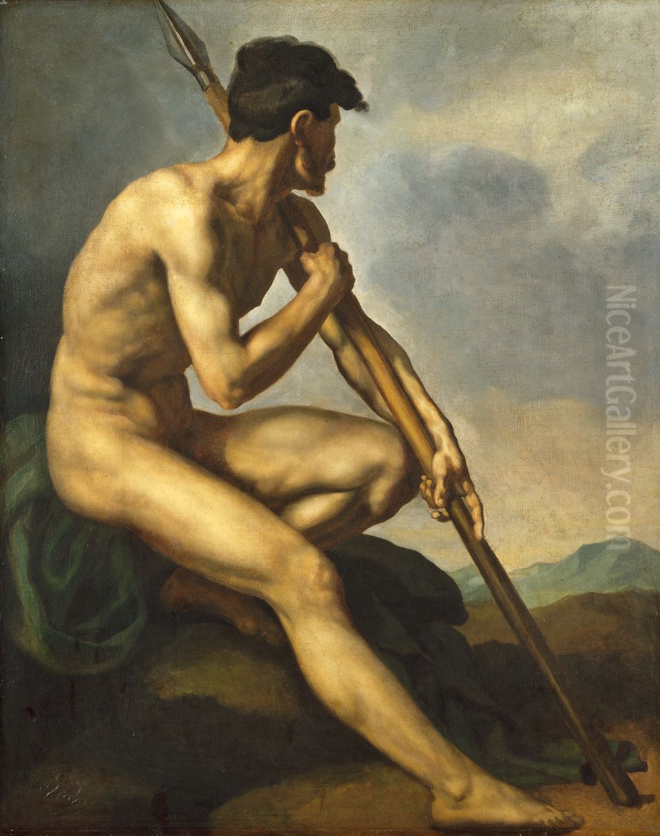 Nude Warrior with a Spear Oil Painting by Theodore Gericault