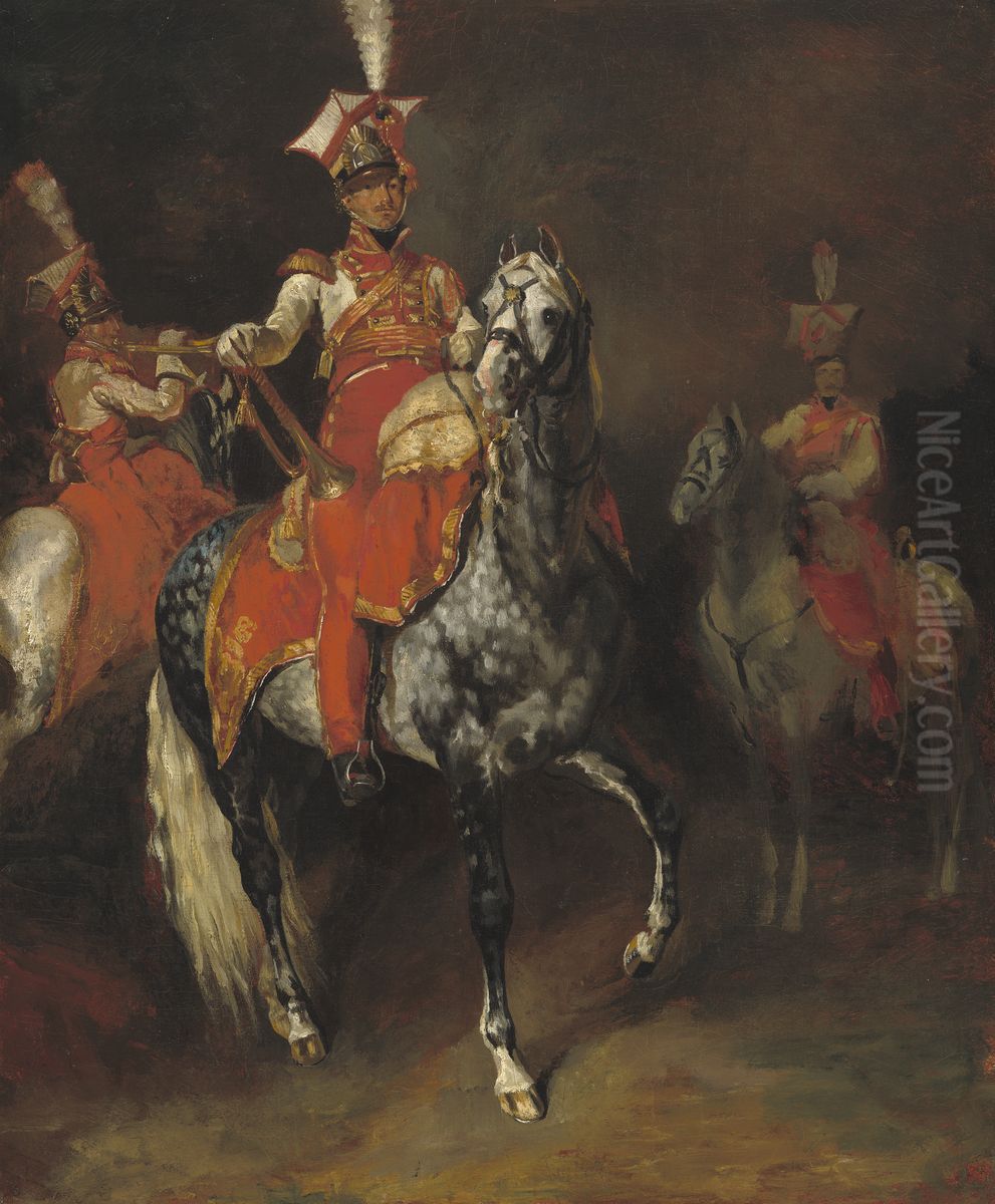 Mounted Trumpeters of Napoleon's Imperial Guard Oil Painting by Theodore Gericault