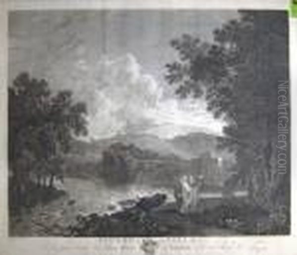 Woolet , After Richard Wilson , 
'cicero At His Villa', Engraving, 44.5cm X 56cm, Framed, Plus One Other Oil Painting by William Woollett