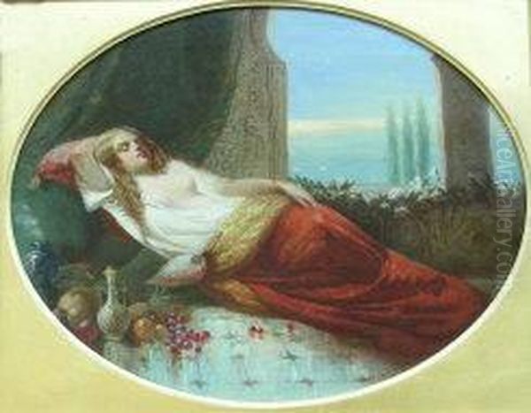 Lightly Clad Maiden Sleeping Oil Painting by Alfred Woolmer
