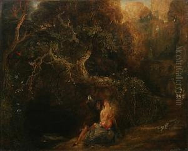 Rinaldo And Armida Bears Signature Oil Painting by Alfred Woolmer