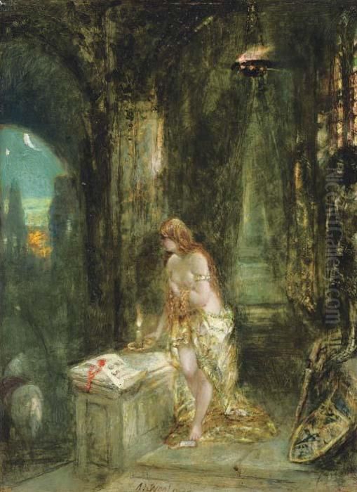 Lady Godiva Oil Painting by Alfred Woolmer