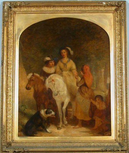 The Gypsy Fortune Teller Oil Painting by Alfred Woolmer