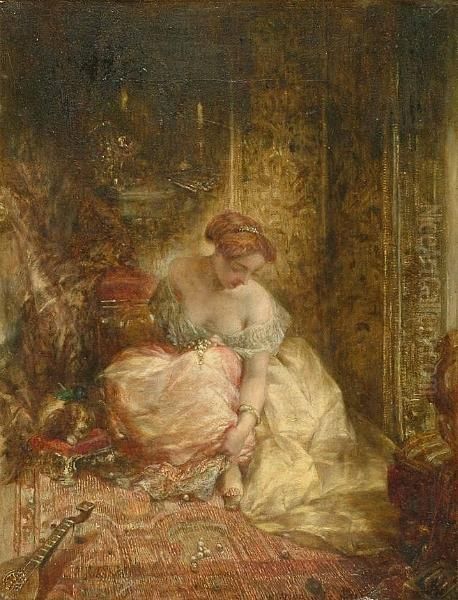 The Broken Necklace Oil Painting by Alfred Woolmer