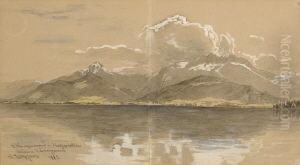 Chiemsee - Blick Auf Die
 Kampenwand. Oil Painting by Josef Wopfner