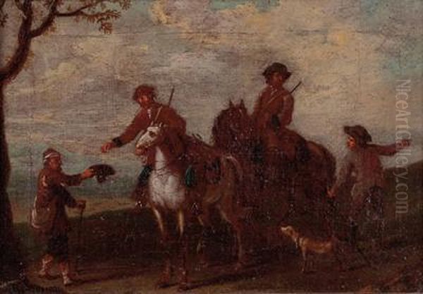 Umkreis 2reiterszenen Oil Painting by Pieter Wouwermans or Wouwerman