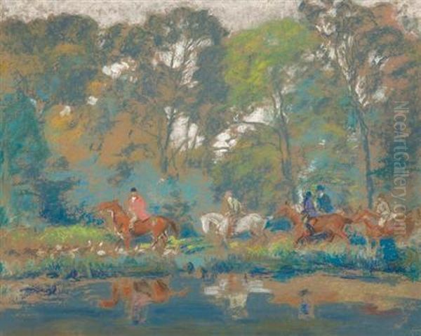 American, - Huntingscene Oil Painting by George Hand Wright