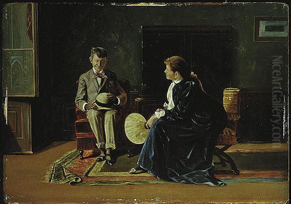 The Bashful Suitor Oil Painting by George Hand Wright
