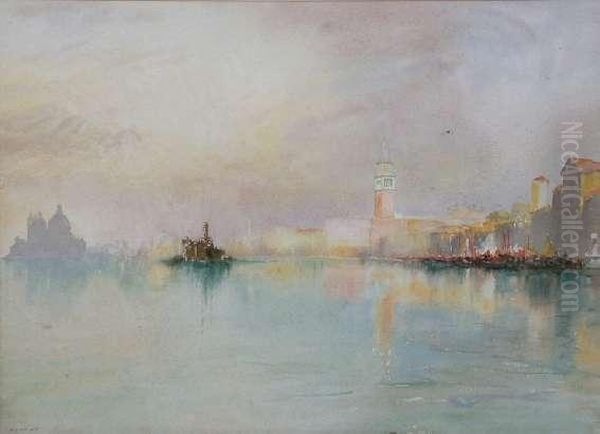 Santa Maria Della Salute And The Campanile Seen From Il Bacino,venice Oil Painting by Richard Henry Wright