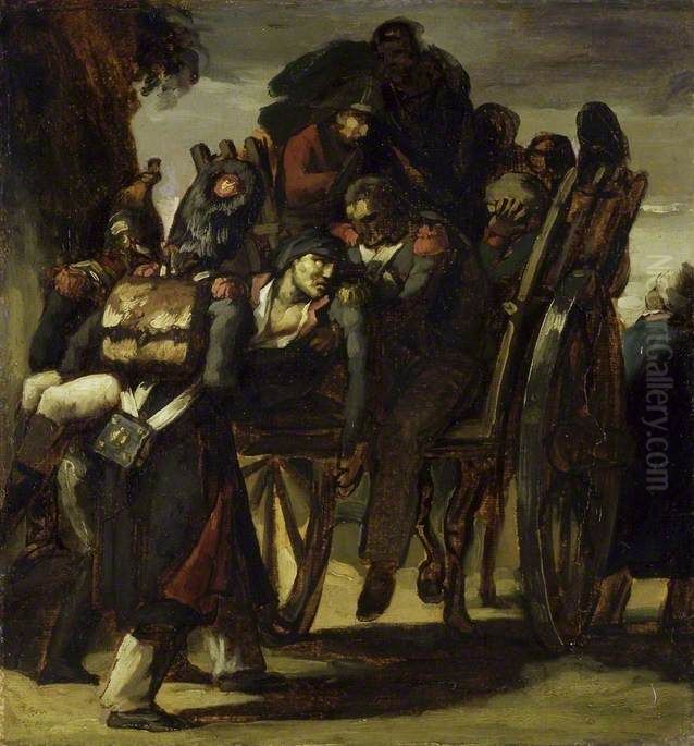 Wounded Soldiers in a cart Oil Painting by Theodore Gericault