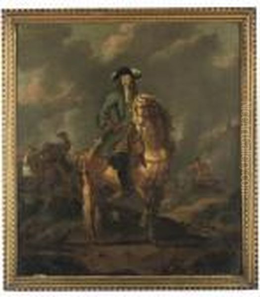 Portrait Of William Iii 
(1650-1702), Full-length, On Horseback, At The Battle Of The Boyne Oil Painting by Jan Wyck