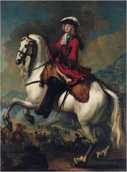 Equestrian Portrait Of John Churchill, 1st Duke Of Marlborough Oil Painting by Jan Wyck