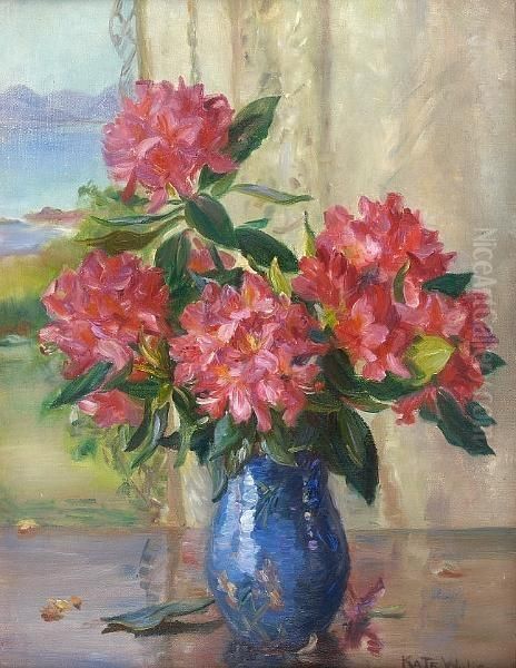 Still Life And Coastline Oil Painting by Kate Wylie