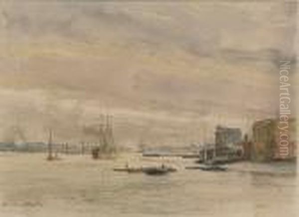 The Lower Thames Oil Painting by Charles William Wyllie