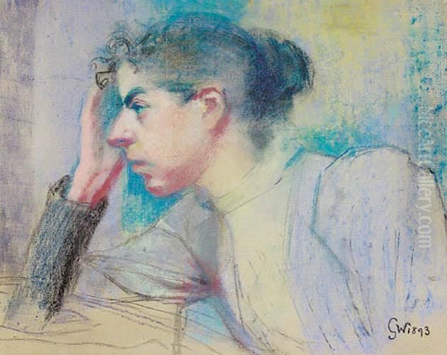 Studium Portretowe Mlodej Kobiety, 1893 R. Oil Painting by Stanislaw Wyspianski