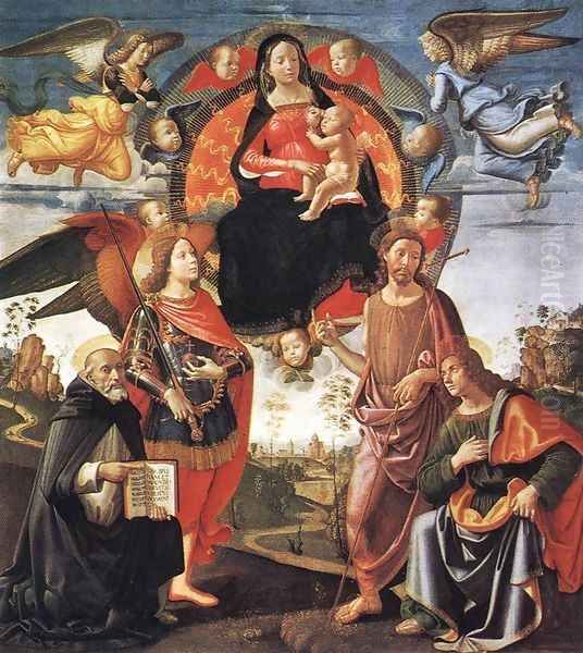 Madonna in Glory with Saints 1490-96 Oil Painting by Ghirlandaio Domenico