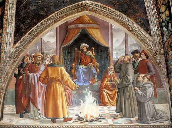 Test of Fire before the Sultan 1482-85 Oil Painting by Ghirlandaio Domenico