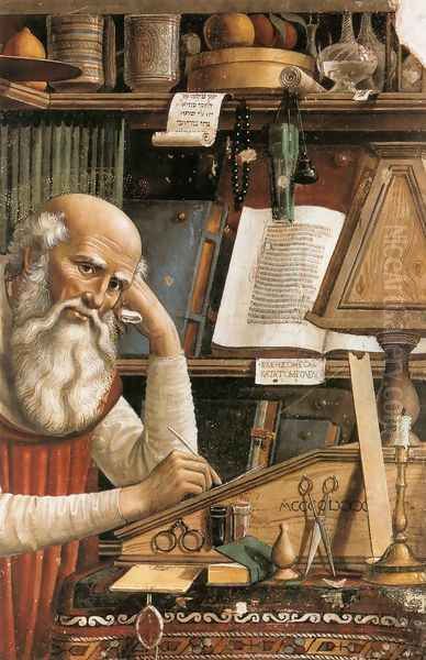 St Jerome in his Study (detail) 1480 Oil Painting by Ghirlandaio Domenico