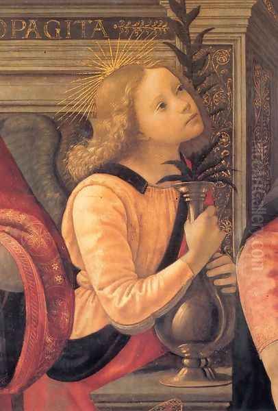 Madonna and Child Enthroned between Angels and Saints (detail) c. 1486 Oil Painting by Ghirlandaio Domenico