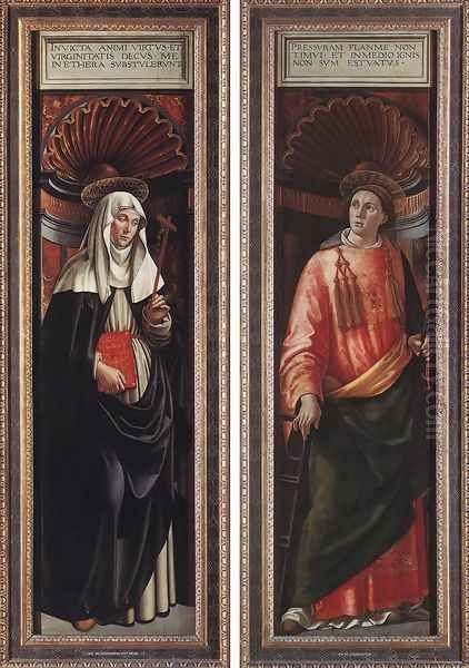 St Catherine of Siena and St Lawrence 1490-98 Oil Painting by Ghirlandaio Domenico