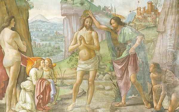 The Baptism of Christ (detail) 1485-90 Oil Painting by Ghirlandaio Domenico