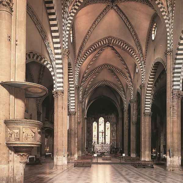 View Along The Nave To The Tornabuoni Chapel Oil Painting by Ghirlandaio Domenico