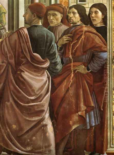 01, Expulsion of Joachim from the Temple (Portrait of Ghirlandaio, the second from the right) Oil Painting by Ghirlandaio Domenico