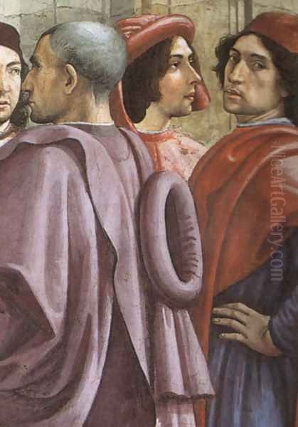 St Francis cycle, Resurrection of the Boy (detail 1, portrait of Ghirlandaio, 2nd from right) Oil Painting by Ghirlandaio Domenico