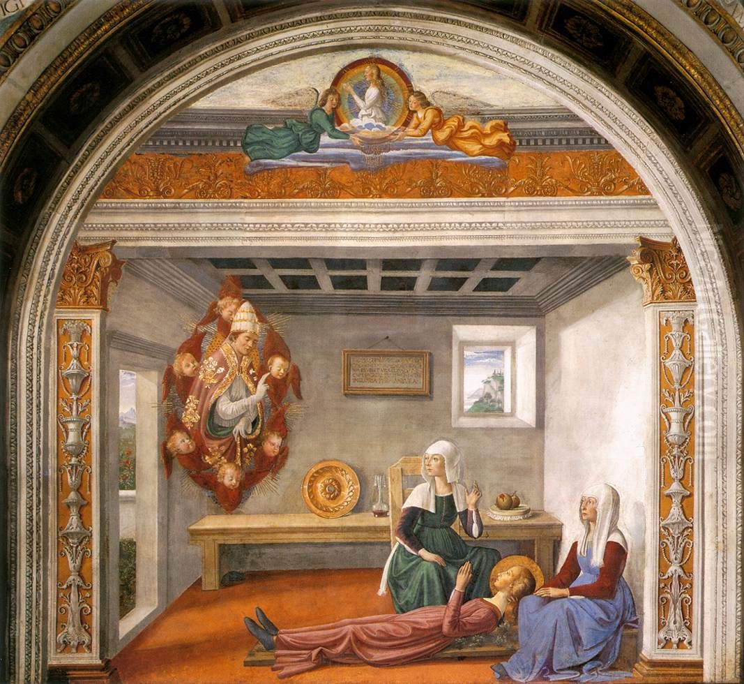 Announcement of Death to St Fina Oil Painting by Ghirlandaio Domenico