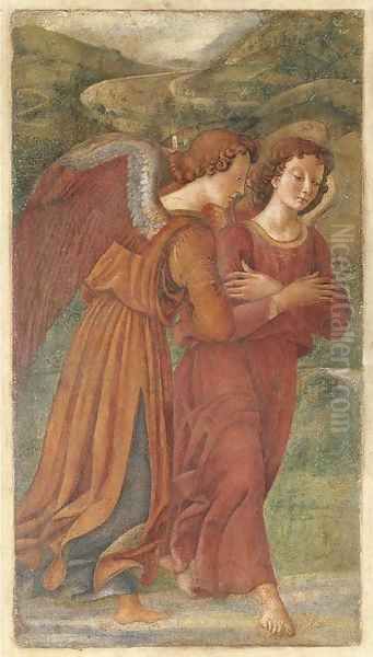 Two Angels in Adoration Oil Painting by Ghirlandaio Domenico