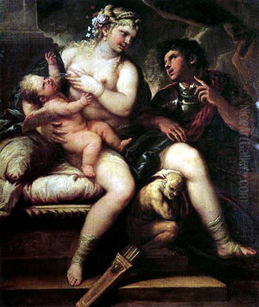 Venus, Cupid and Mars Oil Painting by Luca Giordano